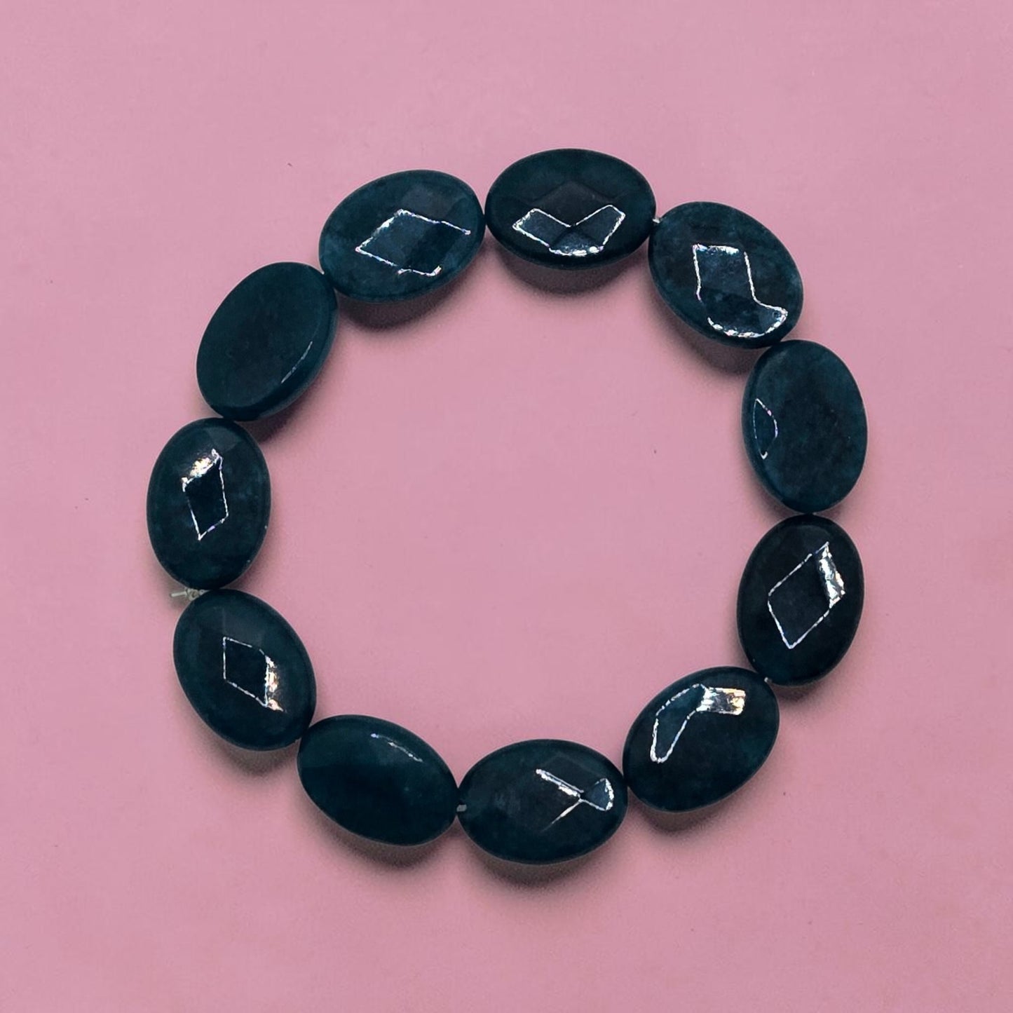 Deep Blue Oval Beaded Bracelet