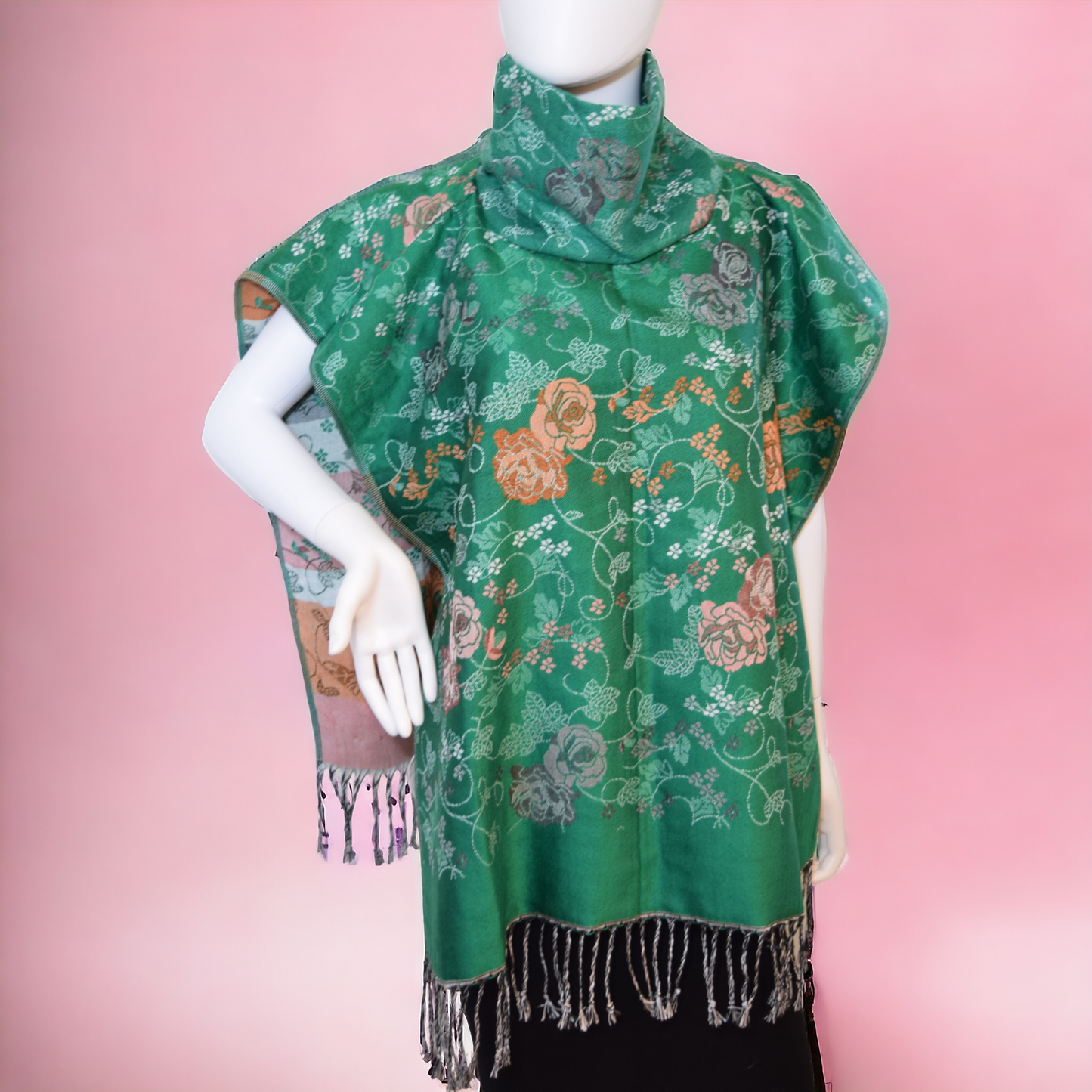 Green Hand-Embroidered Gaban/Poncho