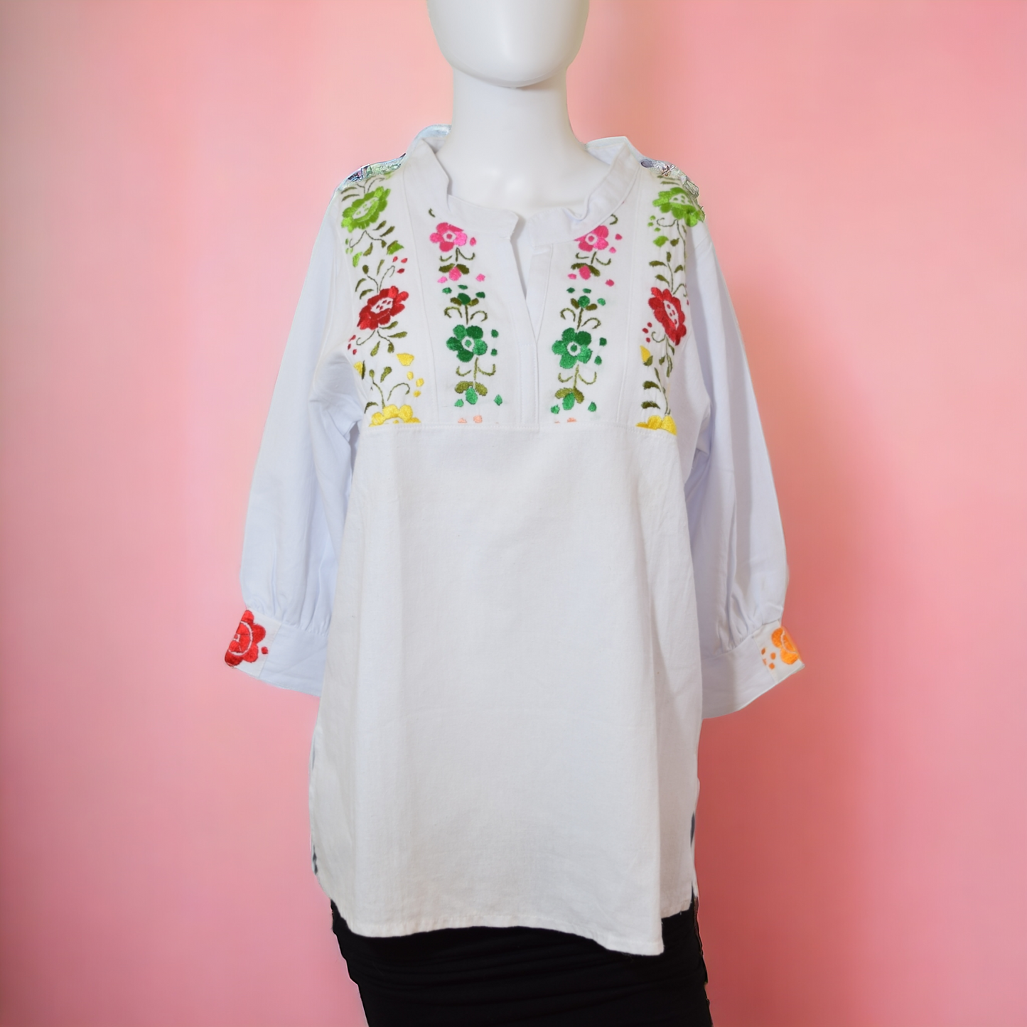 White Multi Blouse Fiesta Flor