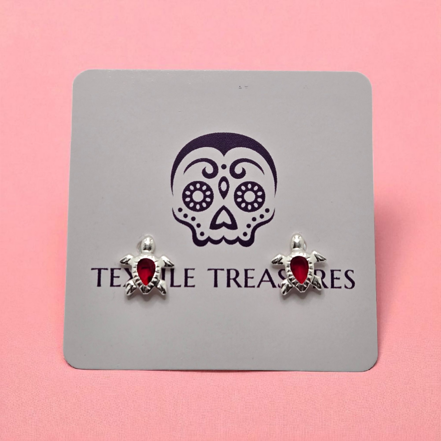 Little Red Turtle Stud Earrings