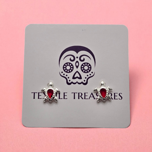 Little Red Turtle Stud Earrings