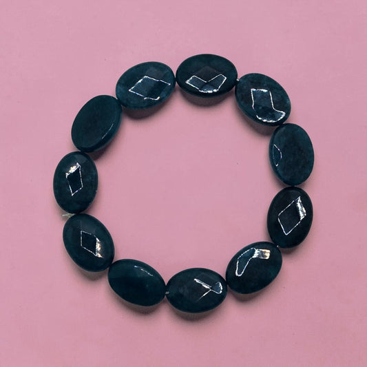 Deep Blue Oval Beaded Bracelet